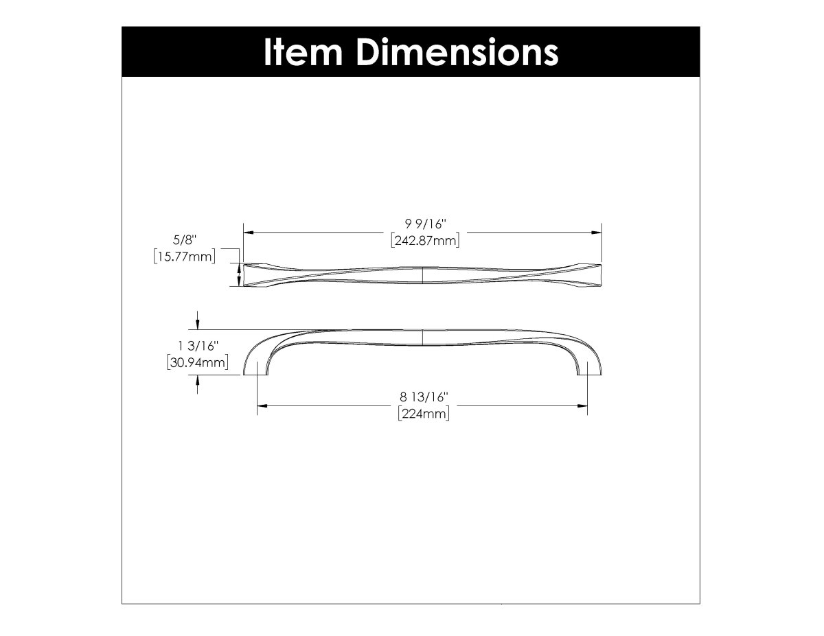 Cabinet Pull 8-13/16 Inch (224mm) Center to Center - Hickory Hardware