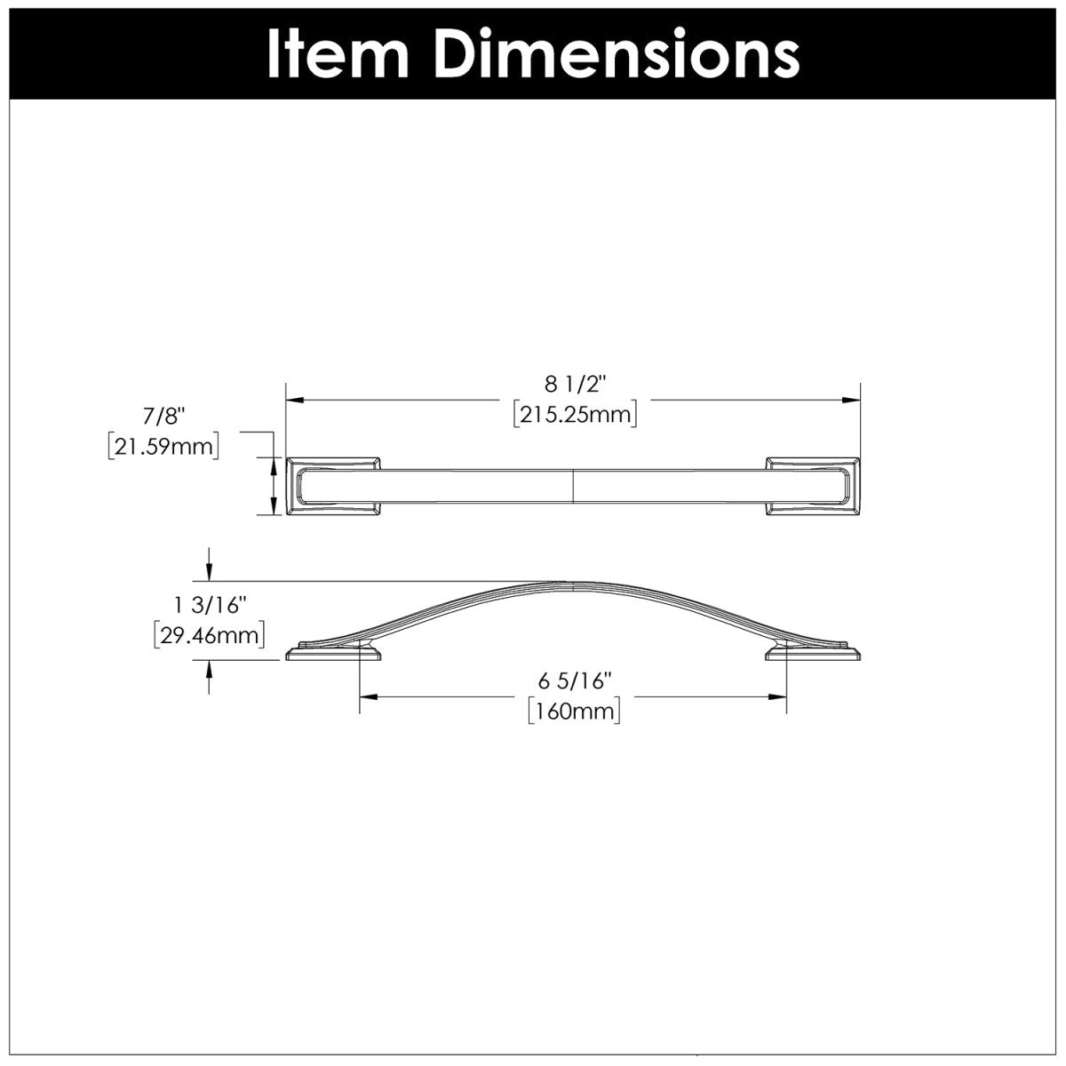 Cabinet Pulls 6-5/16 Inch (160mm) Center to Center - Hickory Hardware