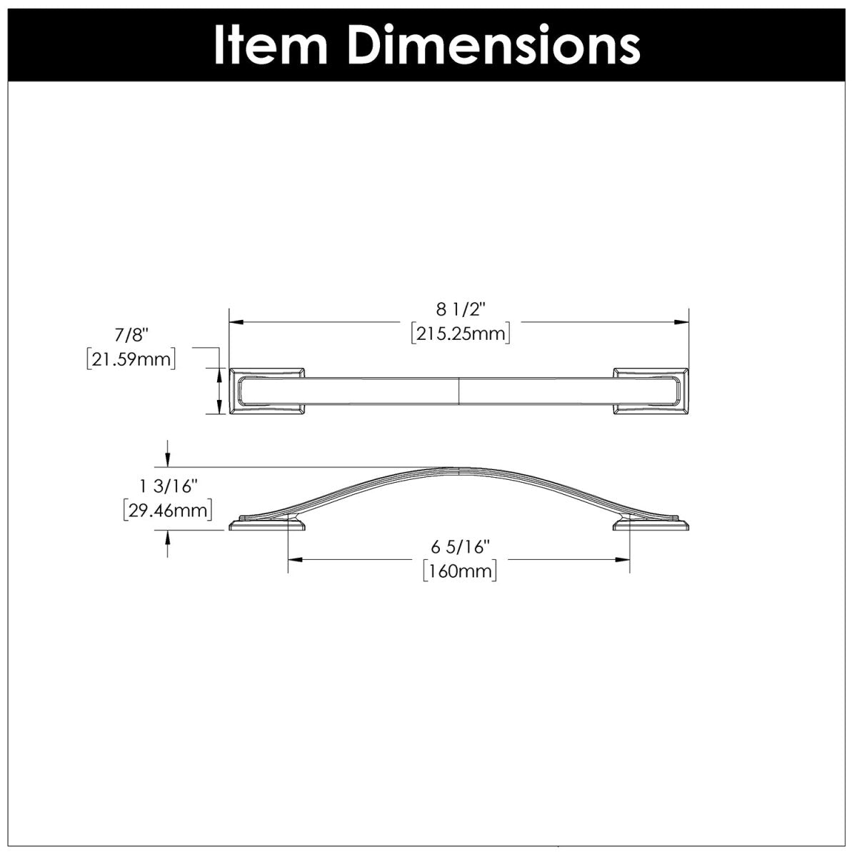 Cabinet Pulls 6-5/16 Inch (160mm) Center to Center - Hickory Hardware