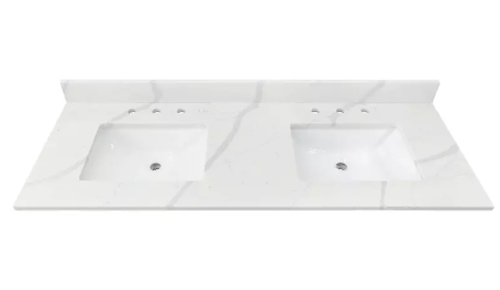 Calacatta Quartz White Bathroom Vanity Sink Top