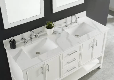 Calacatta Quartz White Bathroom Vanity Sink Top