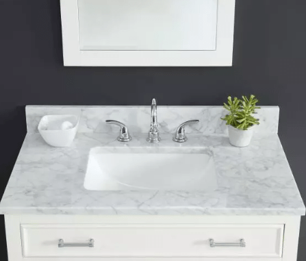 Carrara White Marble Rectangular Bathroom Vanity Sink Top