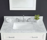 Carrara White Marble Rectangular Bathroom Vanity Sink Top