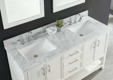 Carrara White Marble Rectangular Bathroom Vanity Sink Top