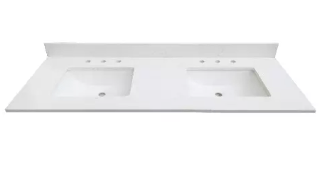 Carrara White Quartz Rectangular Bathroom Vanity Sink Top