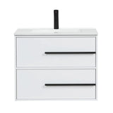 Cecilia 30 In. White Floating Bathroom Vanity with Cultured Marble Sink Top