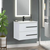 Cecilia 30 In. White Floating Bathroom Vanity with Cultured Marble Sink Top