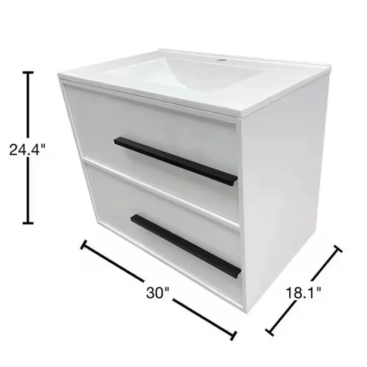 Cecilia 30 In. White Floating Bathroom Vanity with Cultured Marble Sink Top