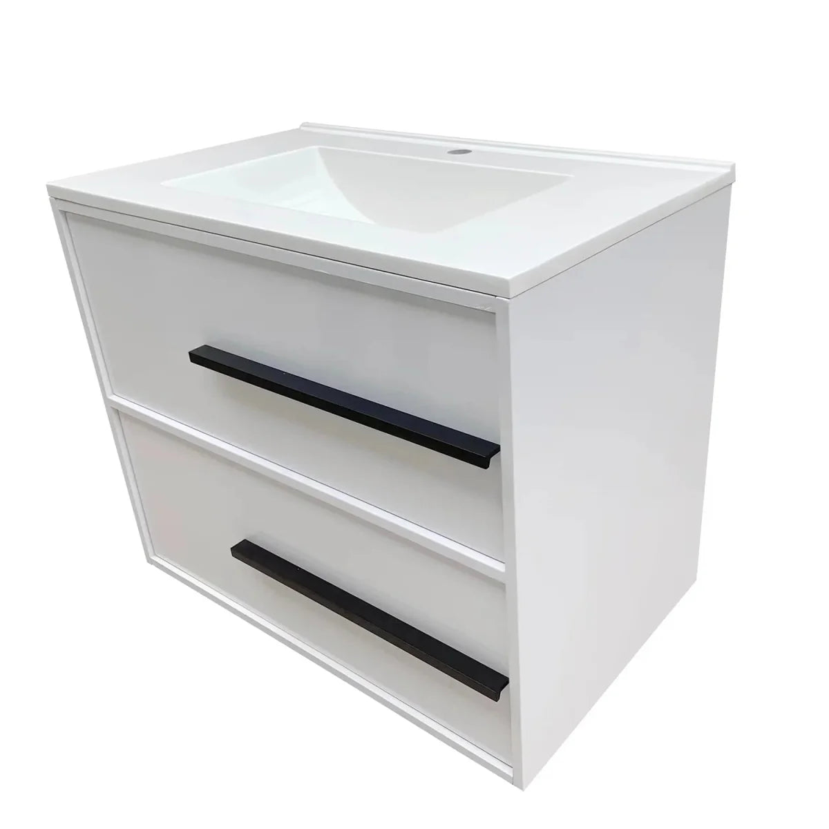 Cecilia 30 In. White Floating Bathroom Vanity with Cultured Marble Sink Top