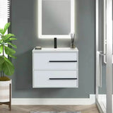 Cecilia 30 In. White Floating Bathroom Vanity with Cultured Marble Sink Top
