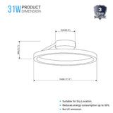 Ceiling Lamp, Circle Shade Led Round Shade Ceiling Lights for Bedroom Hallway,  31W, 3000K, 1285LM, Simple Close to Ceiling Fixtures, Dimmable, Aluminum Body Finish