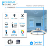Ceiling Lamp, Circle Shade Led Round Shade Ceiling Lights for Bedroom Hallway,  31W, 3000K, 1285LM, Simple Close to Ceiling Fixtures, Dimmable, Aluminum Body Finish
