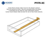 Center Undermount Drawer Slides Mono Rail 3/4 Extension Cadmium - Hickory Hardware