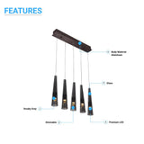 5-lights, Dining Room Lighting Fixtures Pendant, 25W, 3000K, 1250LM, Hanging Light with Wires For Kitchen Island Dining Room Living Room Cafe Pub