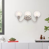 Clear Glass Bathroom Light Fixtures, Wall Mount, 2-Head/3-Head, E26 Base Brushed Nickel Finish, Vanity Lighting