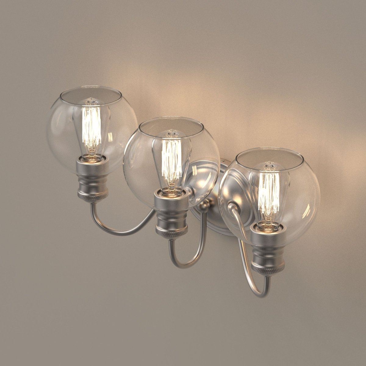 Clear Glass Bathroom Light Fixtures, Wall Mount, 2-Head/3-Head, E26 Base Brushed Nickel Finish, Vanity Lighting