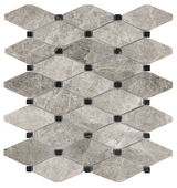 Clipped Diamond Phantasie Gray Polished Marble Mosaic