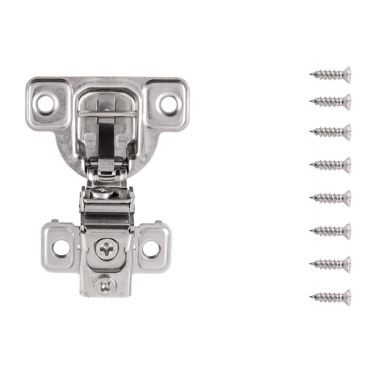 Concealed Door Hinges 1-3/8 Inch Overlay Face Frame Self-Close (2 Hinges/Per Pack) in Polished Nickel - Hickory Hardware