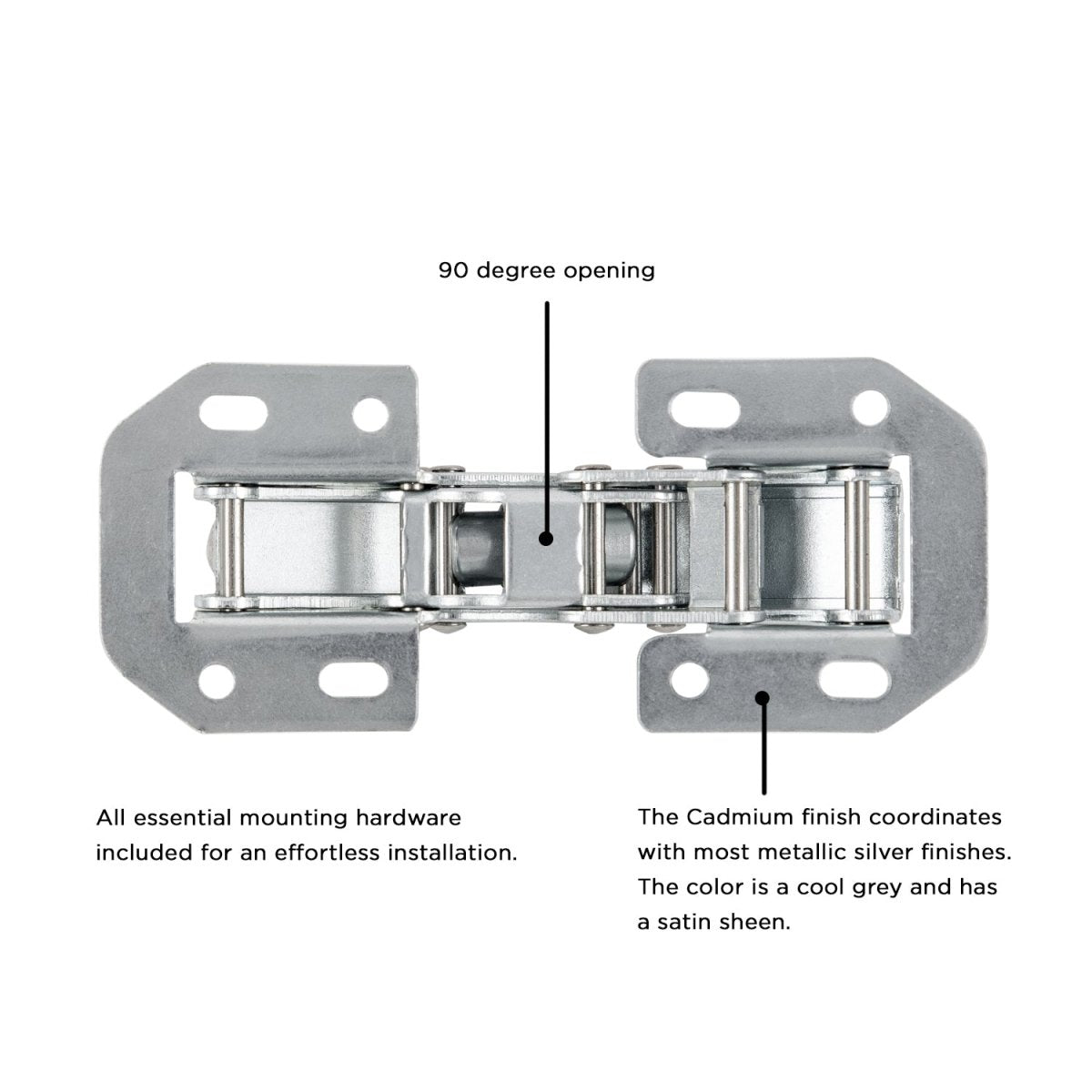 Concealed Hinges Variable Overlay/Inset Frameless Easy On in Cadmium- Hickory Hardware