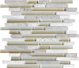 Creme Brulee Random Strip Glass Stone Blend Mosaic