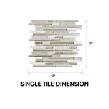Creme Brulee Random Strip Glass Stone Blend Mosaic