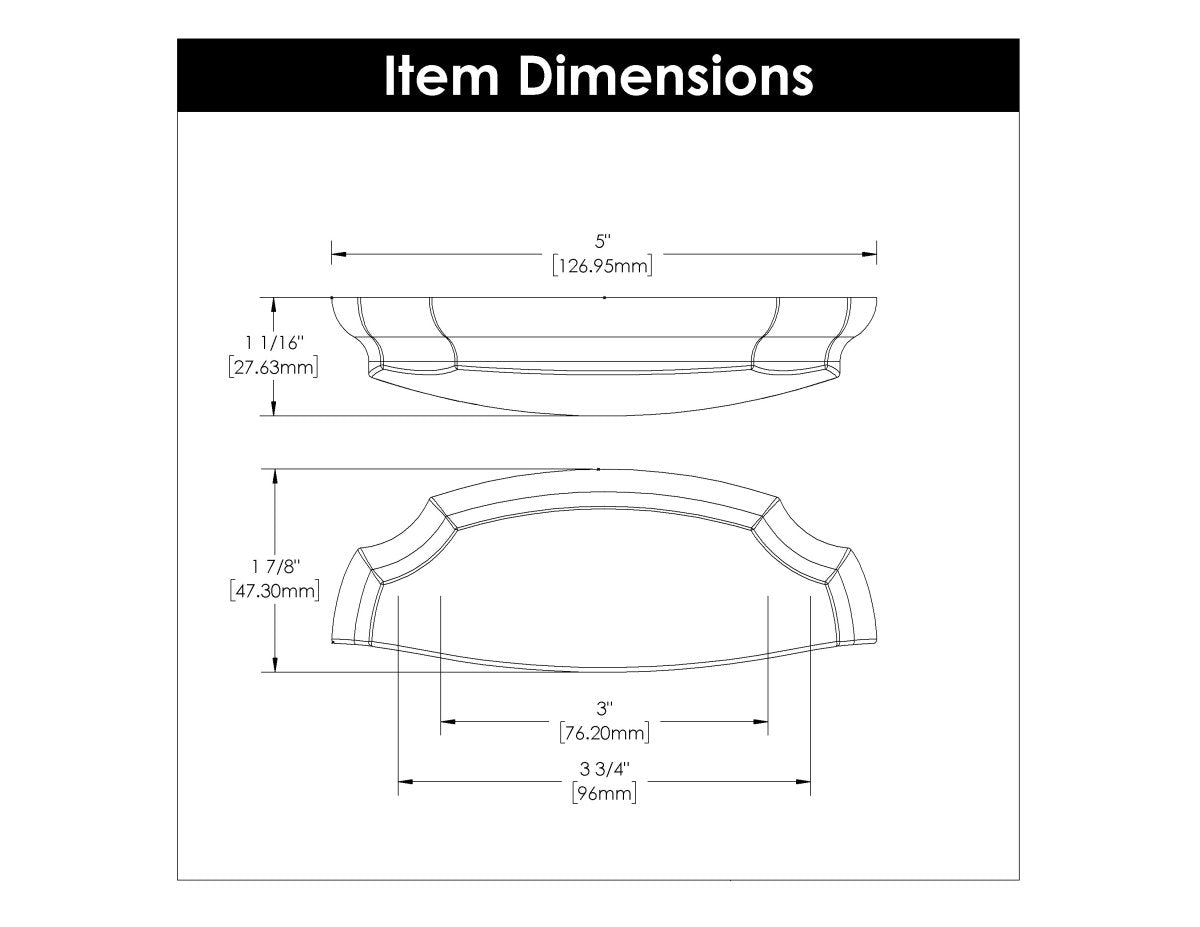 Cup Pull 3 Inch & 3-3/4 Inch (96mm) Center to Center - Hickory Hardware - Veranda Collection