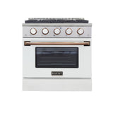 KUCHT Professional 30 in. 4.2 cu. ft. Natural Gas Range with Sealed Burners and Convection Oven in Stainless Steel with White Oven Door, White Knobs and Ring Knobs