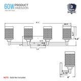 Cylinder Shape Bathroom Light Fixtures with Frosted Glass Shades, 2-Light/3-Light/4-Light, Wall Mount, Vanity Lighting