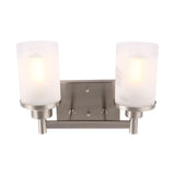 Cylinder Shape Bathroom Light Fixtures with Frosted Glass Shades, 2-Light/3-Light/4-Light, Wall Mount, Vanity Lighting