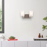 Cylinder Shape Bathroom Light Fixtures with Frosted Glass Shades, 2-Light/3-Light/4-Light, Wall Mount, Vanity Lighting