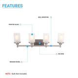 Cylinder Shape Bathroom Light Fixtures with Frosted Glass Shades, 2-Light/3-Light/4-Light, Wall Mount, Vanity Lighting