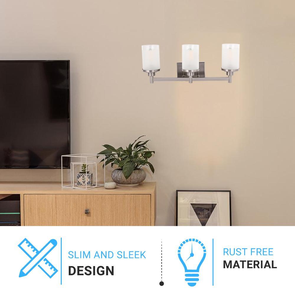 Cylinder Shape Bathroom Light Fixtures with Frosted Glass Shades, 2-Light/3-Light/4-Light, Wall Mount, Vanity Lighting