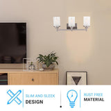 Cylinder Shape Bathroom Light Fixtures with Frosted Glass Shades, 2-Light/3-Light/4-Light, Wall Mount, Vanity Lighting