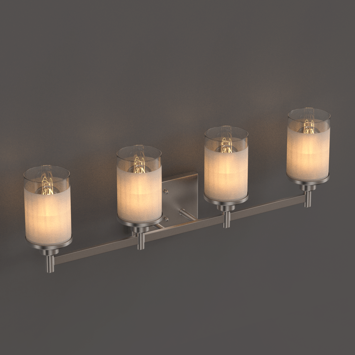 Cylinder Shape Bathroom Light Fixtures with Frosted Glass Shades, 2-Light/3-Light/4-Light, Wall Mount, Vanity Lighting