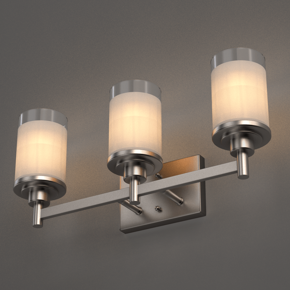 Cylinder Shape Bathroom Light Fixtures with Frosted Glass Shades, 2-Light/3-Light/4-Light, Wall Mount, Vanity Lighting