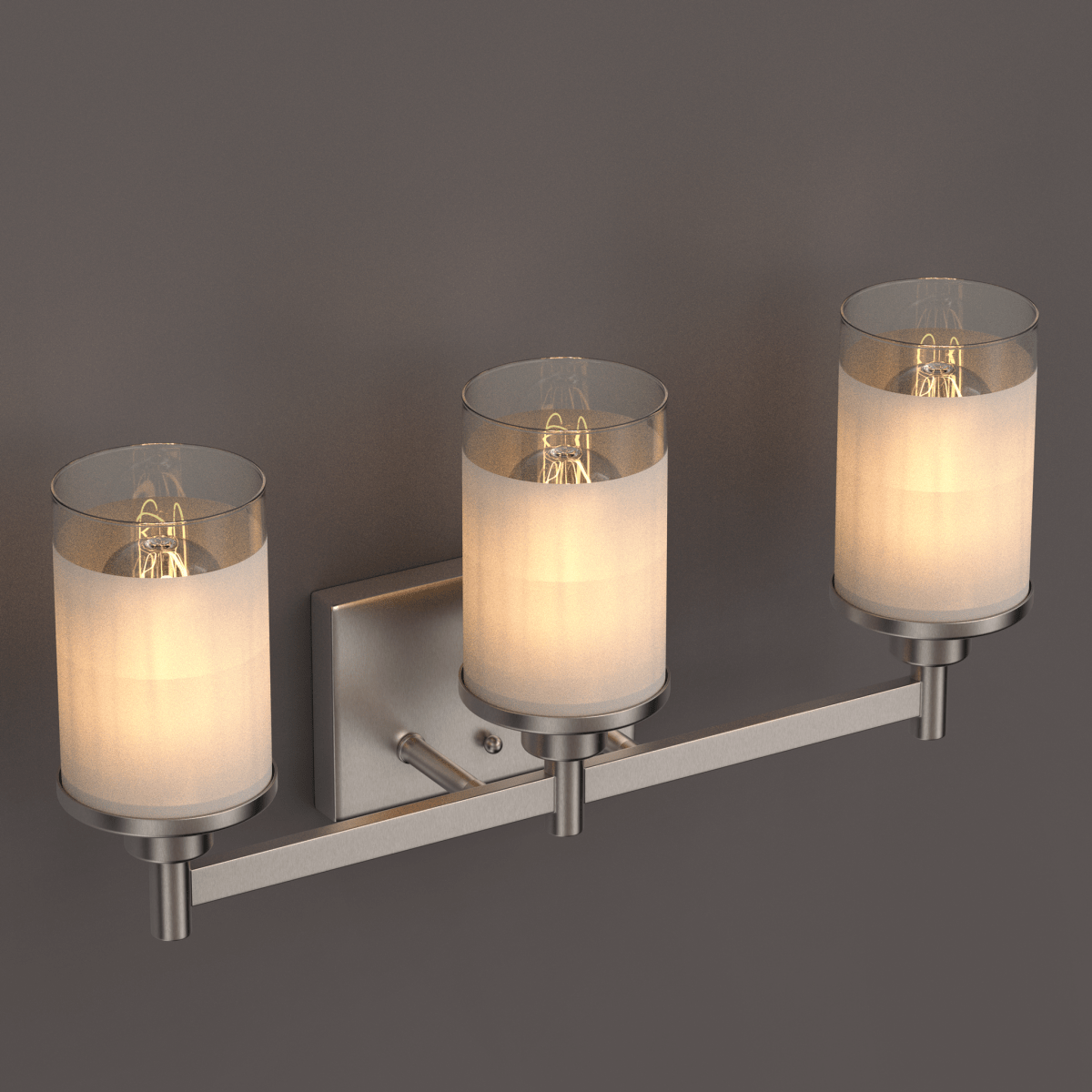 Cylinder Shape Bathroom Light Fixtures with Frosted Glass Shades, 2-Light/3-Light/4-Light, Wall Mount, Vanity Lighting