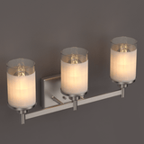 Cylinder Shape Bathroom Light Fixtures with Frosted Glass Shades, 2-Light/3-Light/4-Light, Wall Mount, Vanity Lighting