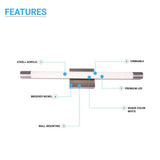 Cylinder Shape Integrated LED Bath Bar Light, 18.5 Inch/27.5 Inch, 4000K (Cool White), Dimmable, ETL Listed, Bathroom Vanity Lighting
