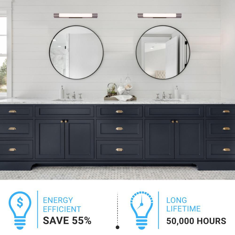 Cylinder Shape Integrated LED Bath Bar Light, 18.5 Inch/27.5 Inch, 4000K (Cool White), Dimmable, ETL Listed, Bathroom Vanity Lighting