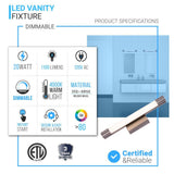 Cylinder Shape Integrated LED Bath Bar Light, 18.5 Inch/27.5 Inch, 4000K (Cool White), Dimmable, ETL Listed, Bathroom Vanity Lighting