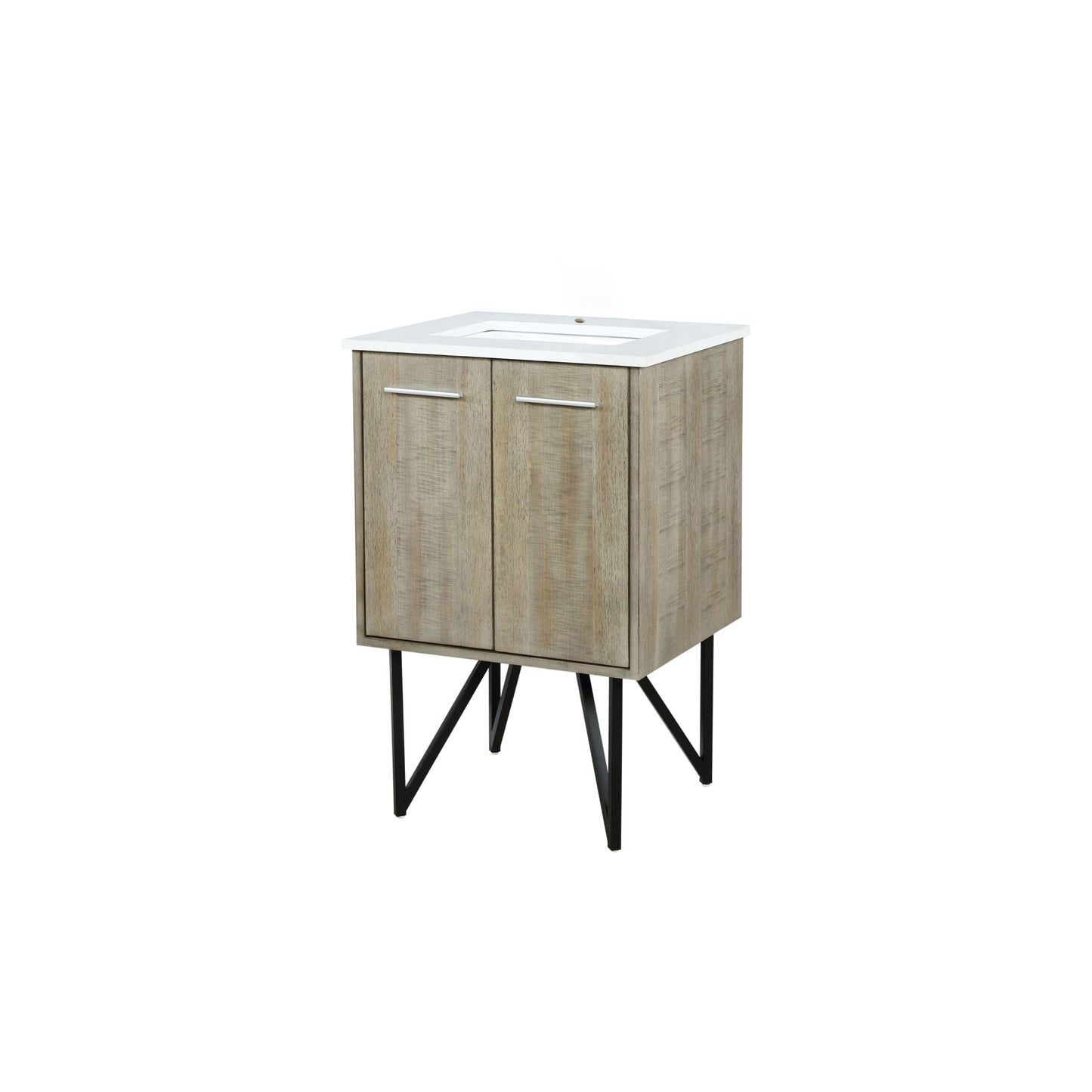 Lancy 24 in. Rustic Acacia  Freestanding Bathroom Vanity with White Quartz Top, and White Square Sink