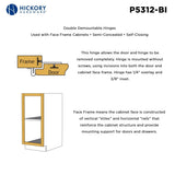 Demountable Hinge Double 3/8 Inch Inset 1/4 Inch Overlay (2 Hinges/Per Pack) - Hickory Hardware