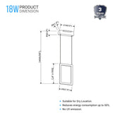 Dimmable LED Rectangle Pendant Chandelier Ceiling Light Fixture, 18W, 3000K, 900LM, For Living Room Dining Room Office Room