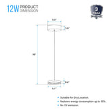 Disk Architectural, LED 5.5 Inch Round Pendant Mount Direct Down Light Fixture, 12W, 3000K, Dimmable
