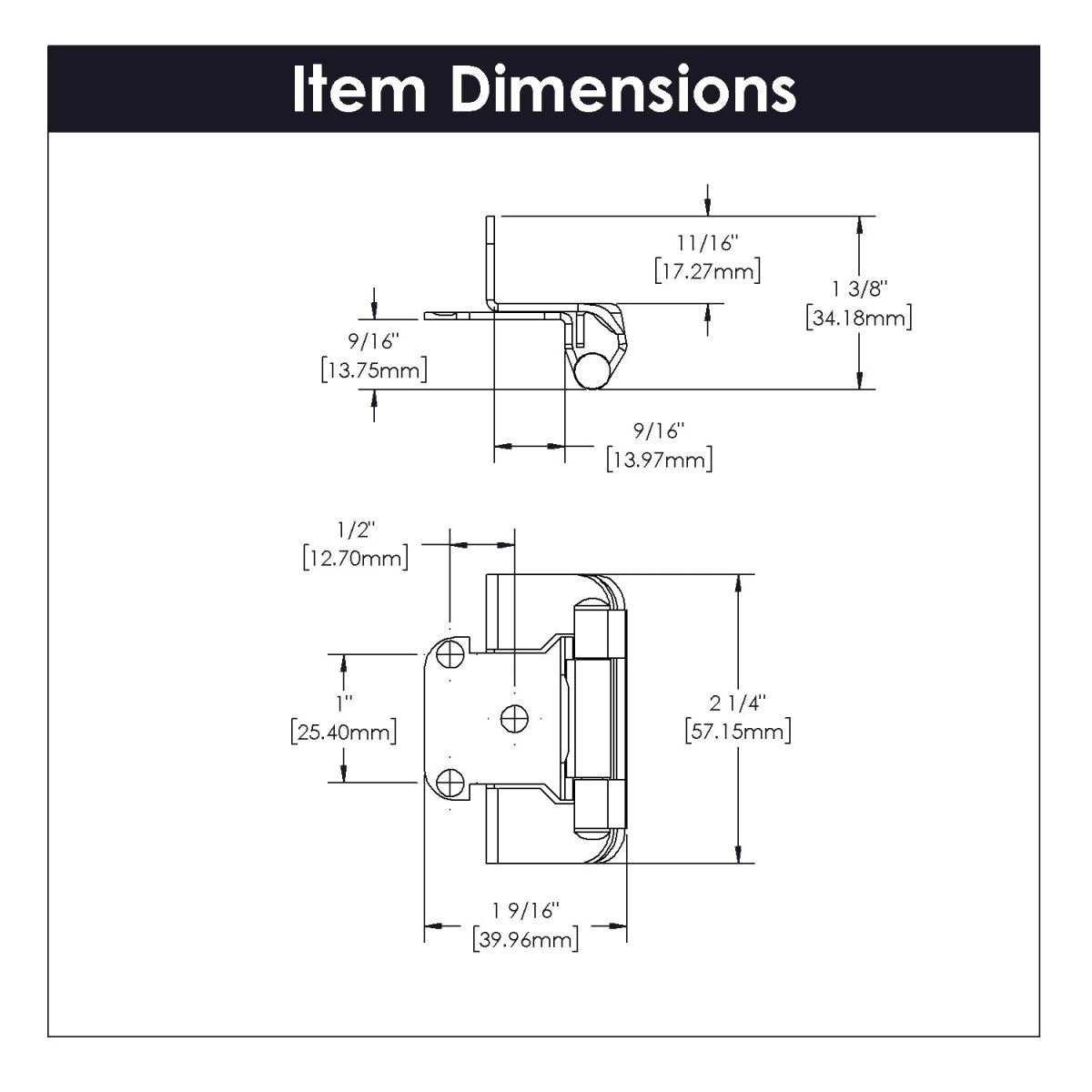 Door Hinge Semi-Concealed 1/2 Inch Overlay Face Frame Part Wrap Self-Close (2 Hinges/Per Pack) - Hickory Hardware
