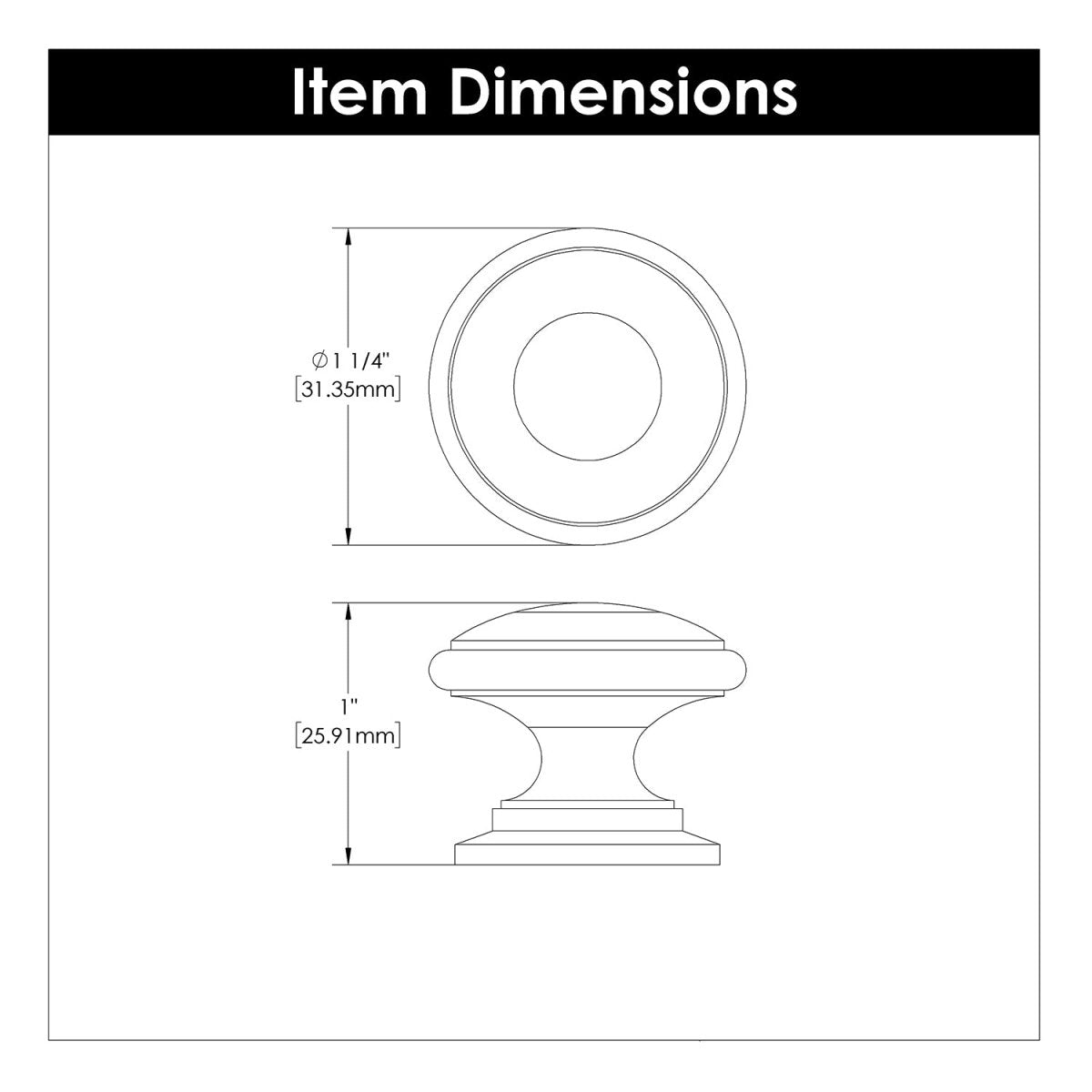 Door Knob 1-1/4 Inch Diameter - Williamsburg Collection