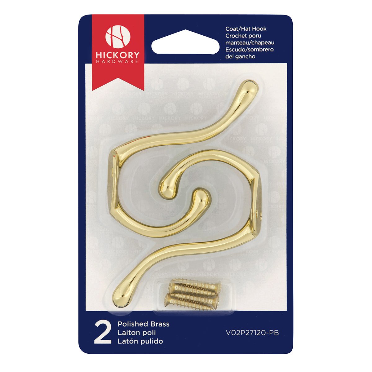 Double Coat Hooks 5/8 Inch Center to Center (2 Pack) - Hickory Hardware