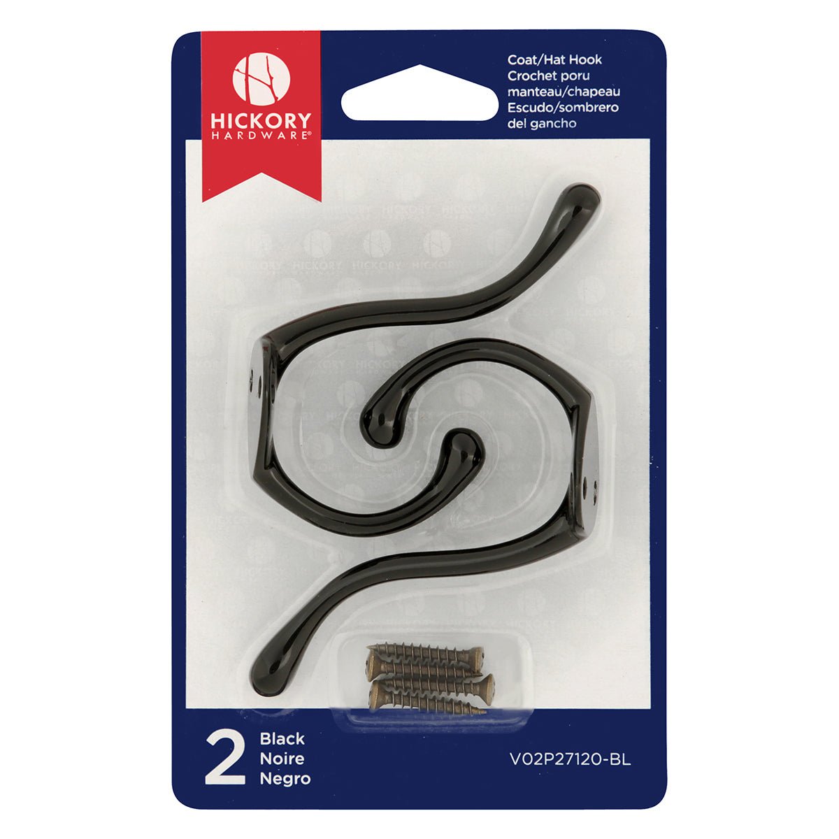 Double Coat Hooks 5/8 Inch Center to Center (2 Pack) - Hickory Hardware
