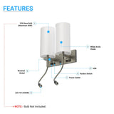 Double Head Acrylic Wall Sconce, Brushed Nickel Finish, With LED 2*1W, 1 USB, 2 Switches & 2 outlet, Bedside Wall Lights with Reading Lamp, for Bedroom Living Room Hotels