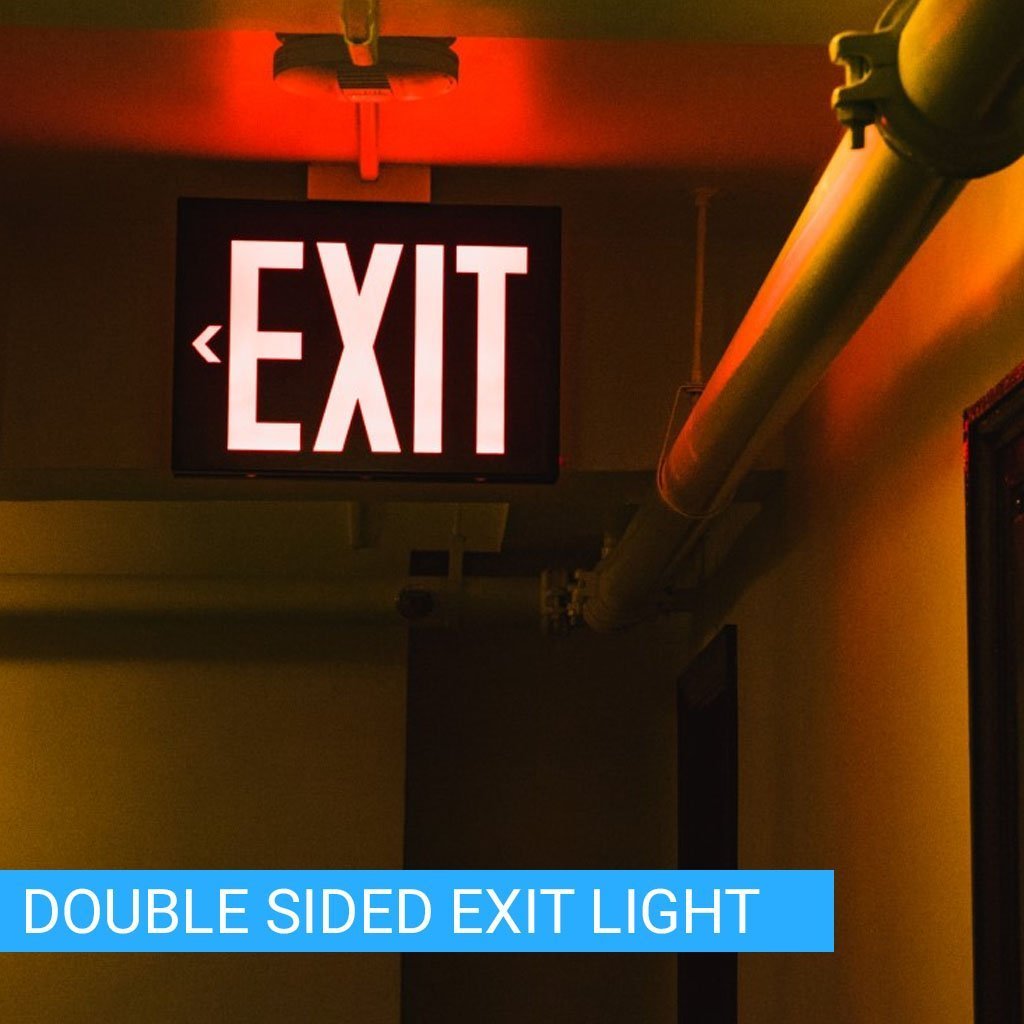 Double Sided LED Emergency EXIT Sign(Side & Ceiling Mount), 4W, AC120-277V, UL, 90-min Battery Backup, Operating Temp: 0°C~40°C